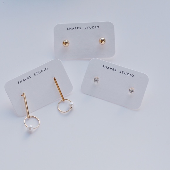 3 Pairs - 18K Gold Plated Stud Earrings Set - Picture 2 of 6